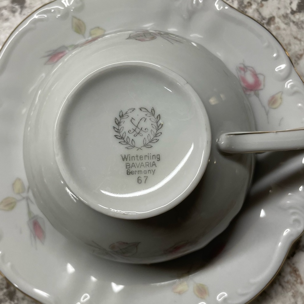1940’s Winterling Bavaria Germany ~ 6 Fine Porcelain China Teacups & Saucers~ - Picture 12 of 16